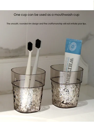 4Pcs Elegant Design Acrylic Cup Set (D7 x H10)cm - Transparent White