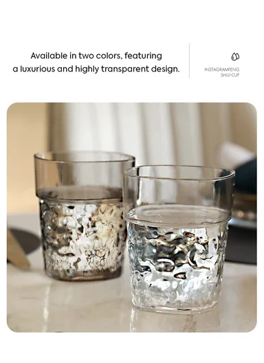 4Pcs Elegant Design Acrylic Cup Set (D7 x H10)cm - Transparent White