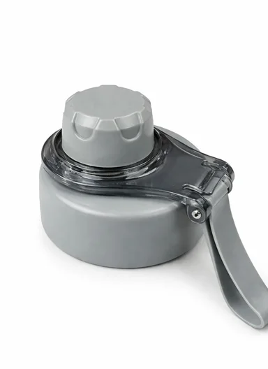 750ml Clear Ribbed Plastic Water Bottle with Carry Strap - Grey