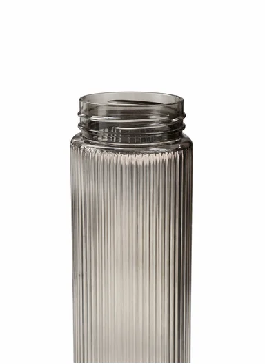 750ml Clear Ribbed Plastic Water Bottle with Carry Strap - Grey