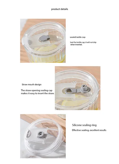 400ml Universal Colorful Iridescent Glass Cup with Dual-Purpose Lid &amp; Straw (D9 x H11)cm - Bubbles