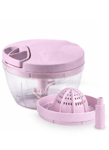 500ml Multi-Function Manual Food Chopper, Hand Pull Vegetable Shredder with Juicer &amp; Blender - Purple