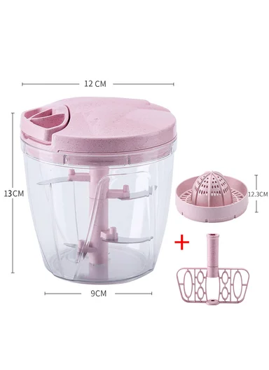 900ml Multi-Function Manual Food Chopper, Hand Pull Vegetable Shredder with Juicer &amp; Blender - Purple