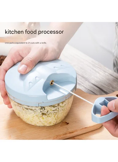 900ml Multi-Function Manual Food Chopper, Hand Pull Vegetable Shredder with Juicer &amp; Blender - Purple