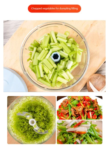 900ml Multi-Function Manual Food Chopper, Hand Pull Vegetable Shredder with Juicer &amp; Blender - Purple