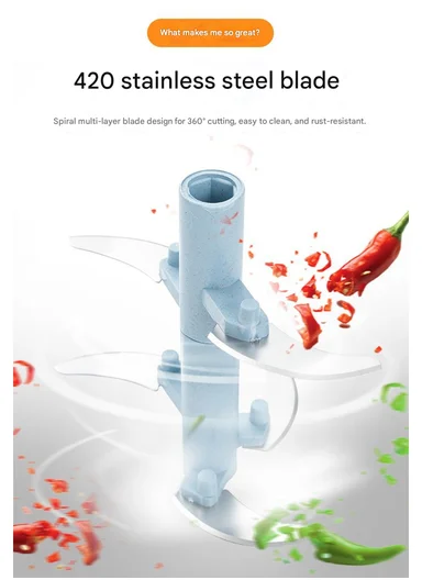 900ml Multi-Function Manual Food Chopper, Hand Pull Vegetable Shredder with Juicer &amp; Blender - Purple