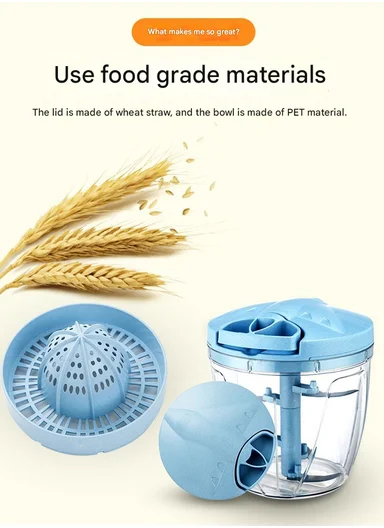 900ml Multi-Function Manual Food Chopper, Hand Pull Vegetable Shredder with Juicer &amp; Blender - Purple