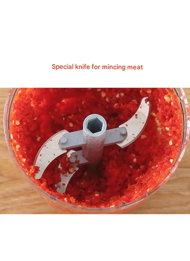 900ml Manual Hand Pull Food Chopper, Compact Vegetable Cutter with Stainless Steel Blades - Blue