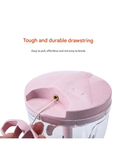 900ml Manual Hand Pull Food Chopper, Compact Vegetable Cutter with Stainless Steel Blades - Blue