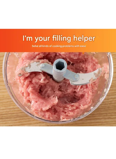 900ml Manual Hand Pull Food Chopper, Compact Vegetable Cutter with Stainless Steel Blades - Blue