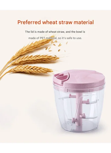 900ml Manual Hand Pull Food Chopper, Compact Vegetable Cutter with Stainless Steel Blades - Blue