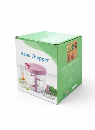 900ml Manual Hand Pull Food Chopper, Compact Vegetable Cutter with Stainless Steel Blades - Blue