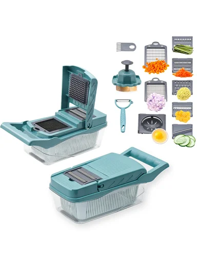 10-in-1 Multi-Functional Vegetable Chopper &amp; Slicer With Container (L32 x W13.5 x H10.5)cm