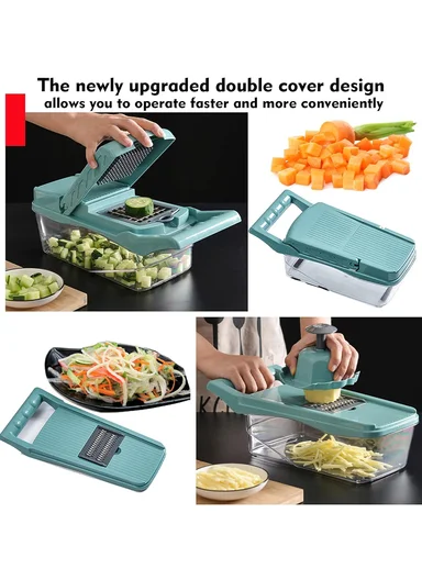 10-in-1 Multi-Functional Vegetable Chopper &amp; Slicer With Container (L32 x W13.5 x H10.5)cm