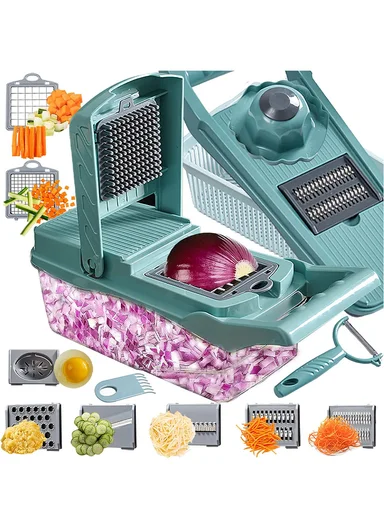 10-in-1 Multi-Functional Vegetable Chopper &amp; Slicer With Container (L32 x W13.5 x H10.5)cm
