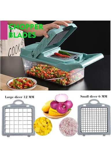 10-in-1 Multi-Functional Vegetable Chopper &amp; Slicer With Container (L32 x W13.5 x H10.5)cm