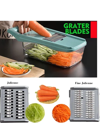 10-in-1 Multi-Functional Vegetable Chopper &amp; Slicer With Container (L32 x W13.5 x H10.5)cm