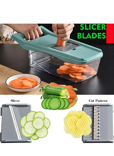 10-in-1 Multi-Functional Vegetable Chopper &amp; Slicer With Container (L32 x W13.5 x H10.5)cm