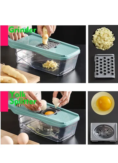 10-in-1 Multi-Functional Vegetable Chopper &amp; Slicer With Container (L32 x W13.5 x H10.5)cm