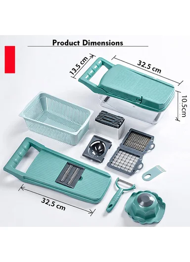 10-in-1 Multi-Functional Vegetable Chopper &amp; Slicer With Container (L32 x W13.5 x H10.5)cm