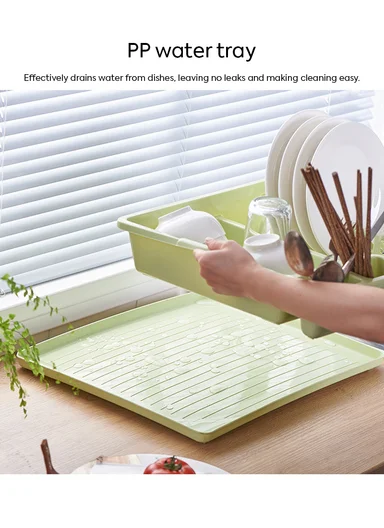 Plastic Dish Drying Rack, 12-Plate Tableware Draining Stand 14-8067 (W46 x D37 x H9.5)cm - Blue