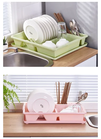 Plastic Dish Drying Rack, 12-Plate Tableware Draining Stand 14-8067 (W46 x D37 x H9.5)cm - Blue