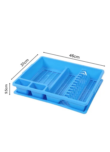 Plastic Dish Drying Rack, 12-Plate Tableware Draining Stand 14-8067 (W46 x D37 x H9.5)cm - Blue