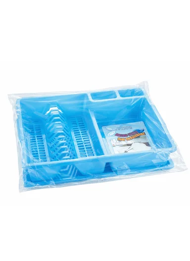 Plastic Dish Drying Rack, 12-Plate Tableware Draining Stand 14-8067 (W46 x D37 x H9.5)cm - Blue