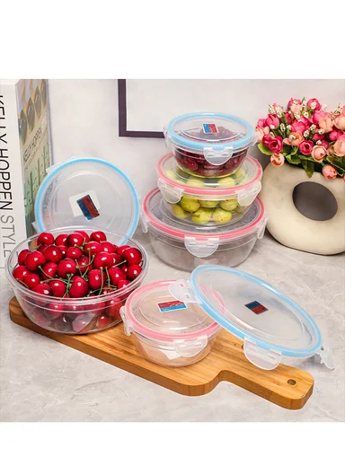3-Piece High-Transparency Crystalline Food Container Set with Airtight Lids