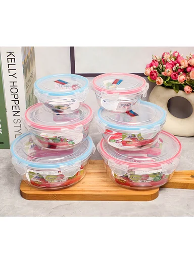 3-Piece High-Transparency Crystalline Food Container Set with Airtight Lids