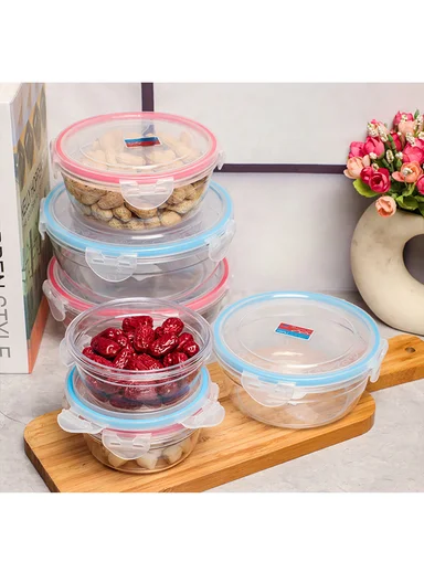 3-Piece High-Transparency Crystalline Food Container Set with Airtight Lids