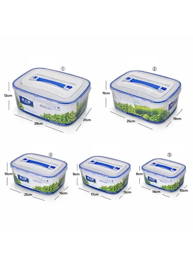 5-Pieces Clear Food Storage Container Set With Locking Lids &amp; Handle 14-8086
