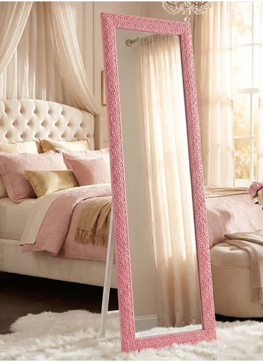 Sunflower Design Full-Length Standing Mirror (H147 x W37)cm – Pink