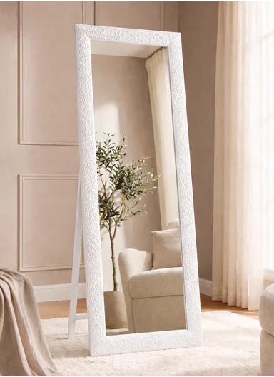 Sunflower Design Full-Length Standing Mirror (H147 x W37)cm – White