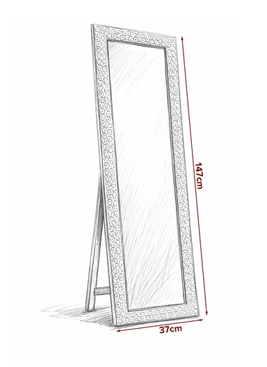 Sunflower Design Full-Length Standing Mirror (H147 x W37)cm – White