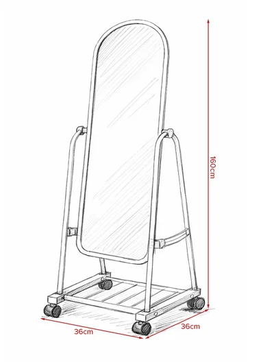 Full-Length Standing Mirror With Adjustable Angle (W36 x D36 x H160)cm 21-A-36 - Pink