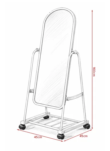 Full-Length Standing Mirror With Adjustable Angle (W45 x D45 x H160)cm 21-A-45 - White