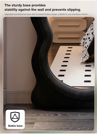 Wave Shape Full-Length Floor Mirror With Velvet Frame (H160 x W45)cm -White