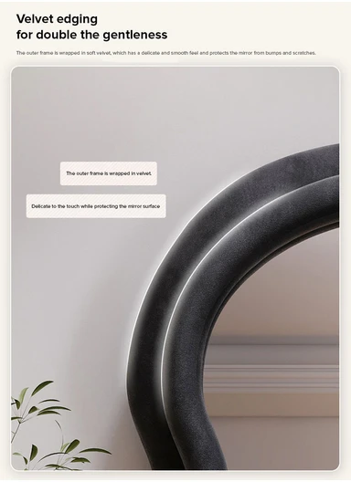 Wave Shape Full-Length Floor Mirror With Velvet Frame (H160 x W45)cm -Black