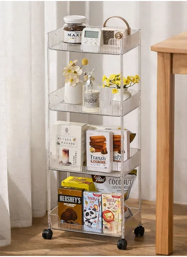 4-Tiers Rolling Storage Rack With Lockable Wheels (W30 x D20 x H88)cm 43-282