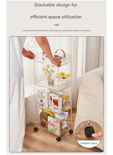 4-Tiers Rolling Storage Rack With Lockable Wheels (W30 x D20 x H88)cm 43-282