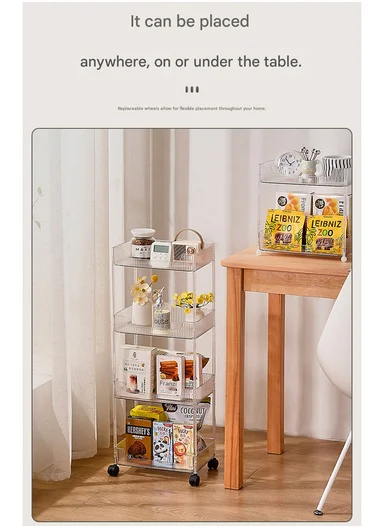 4-Tiers Rolling Storage Rack With Lockable Wheels (W30 x D20 x H88)cm 43-282