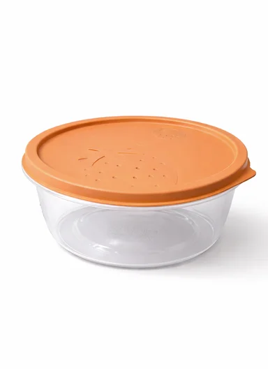 3 Pcs Small Stackable Food Storage Box Set, Microwave, Freezer &amp; Dishwasher Safe Round Food Containers 129-DM-136 - Orange