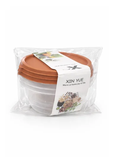 3 Pcs Small Stackable Food Storage Box Set, Microwave, Freezer &amp; Dishwasher Safe Round Food Containers 129-DM-136 - Orange