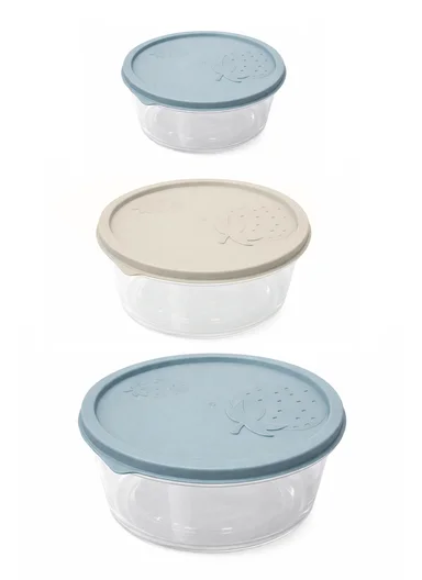 3 Pieces Round Food Storage Containers Set 129-DM-139 - Blue