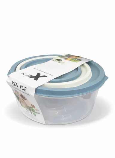 3 Pieces Round Food Storage Containers Set 129-DM-139 - Blue