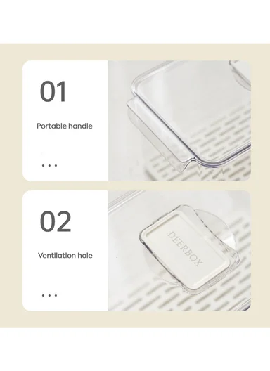 4-Compartment Refrigerator Storage Organizer Box (W21 x D30 x H15.5)cm - Off White