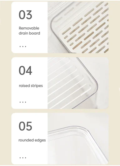 4-Compartment Refrigerator Storage Organizer Box (W21 x D30 x H15.5)cm - Off White