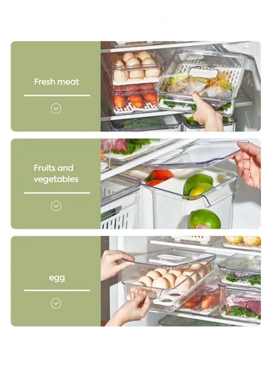 4-Compartment Refrigerator Storage Organizer Box (W21 x D30 x H15.5)cm - Off White