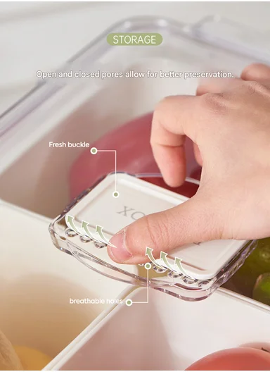 4-Compartment Refrigerator Storage Organizer Box (W21 x D30 x H15.5)cm - Off White